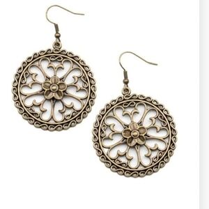 Floral Fortunes Brass Earrings Floral Paparazzi Antique Brass Filigree Earrings